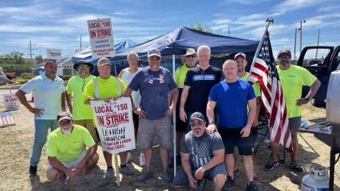 Members of Local 150 of the International Union of Operating Engineers are on strike at a Lehigh Hanson site in McCook.