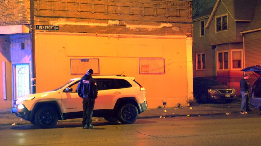 A man was shot and another man was stabbed Sunday morning at a party in the in the 10500 block of South Wentworth in the Fernwood neighborhood | Justin Jackson / Chicago Sun-Times