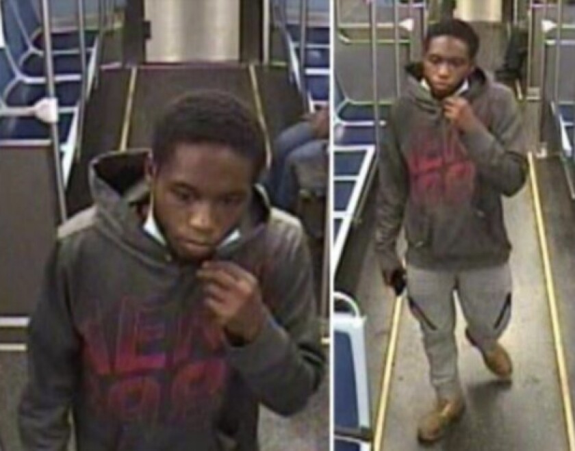 Surveillance image of a person suspected of stabbing at least three homeless men in July and August in the South Loop and on a CTA train.