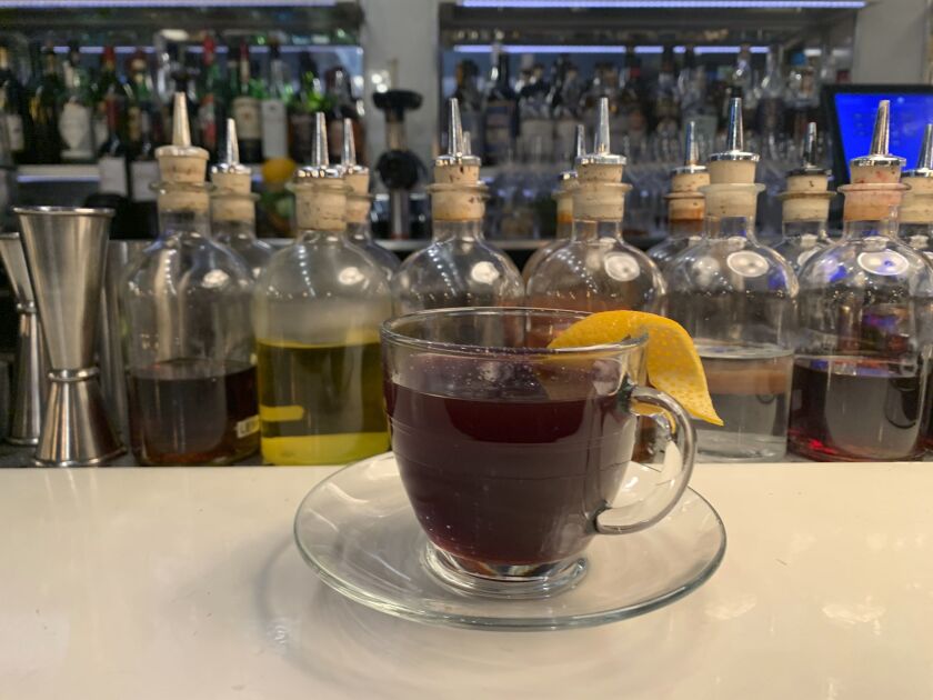 A warm winter bishop cocktail is displayed at the Swift cocktail bar in London.