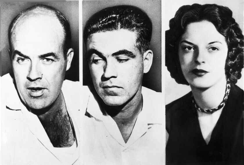 John W. Milam, left; his half-brother Roy Bryant, center; Bryant’s wife Carolyn, right.