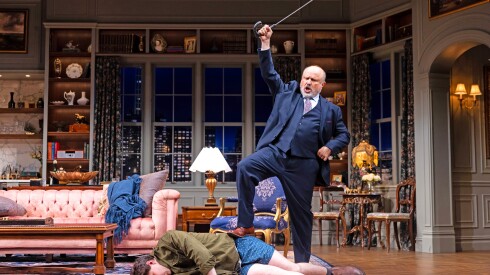 Enrico Colantoni (right) and Nick Marini star in Chicago Shakespeare’s production of “Fault.”