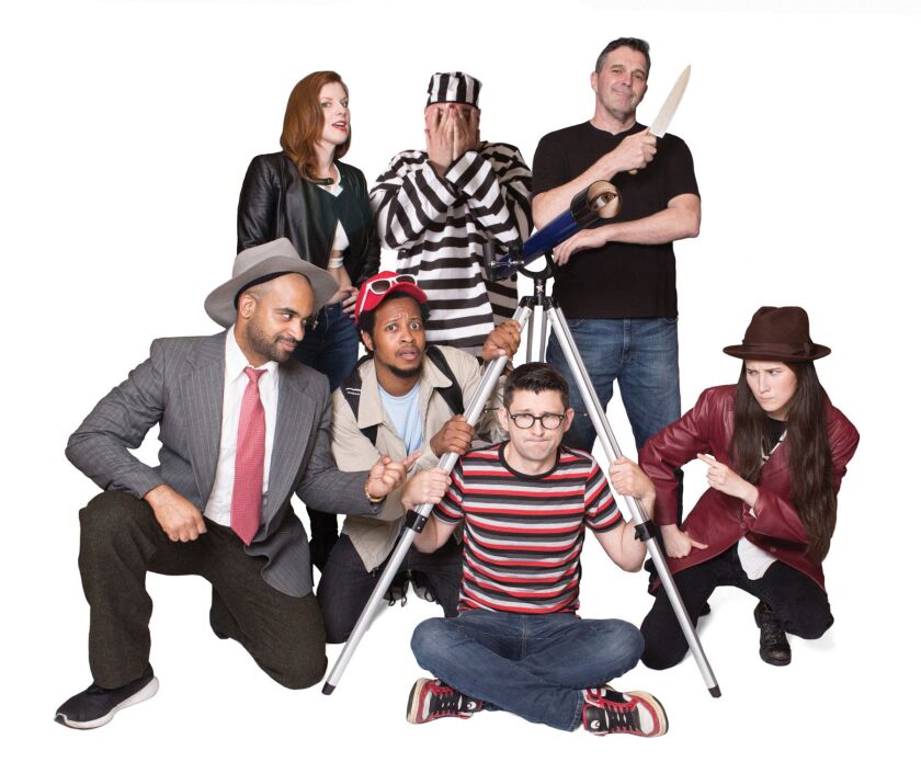 Ensemble members (front row, left to right) Martel Manning, Gregory Fenner, Kenny Mihlfried and Hannah Toriumi with (back, left to right) Darci Nalepa, John Kelly Connolly and James D. Farruggio star in The Gift Theatre’s Midwest premiere of David Rabe’s