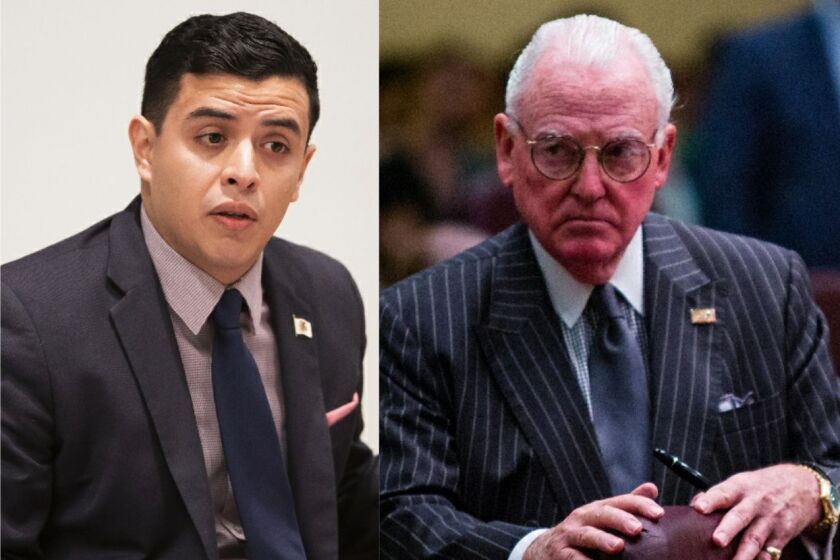 State Rep. Aaron Ortiz, left, in February; Ald. Edward M. Burke (14th), right, in 2016.