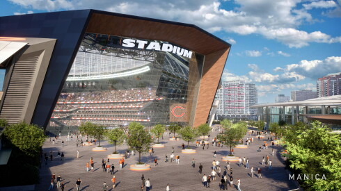 A rendering of a proposed new stadium for the Chicago Bears on the lakefront.