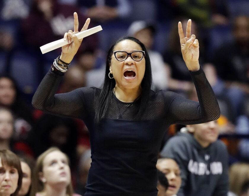 South Carolina head coach Dawn Staley (AP Photo/Mark Humphrey, File)