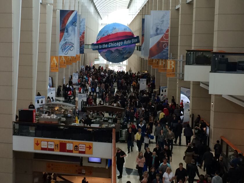 Car enthusiasts packed the Chicago Auto Show at McCormick Place on Sunday, the last day of the show. | Jon Seidel/Sun-Times