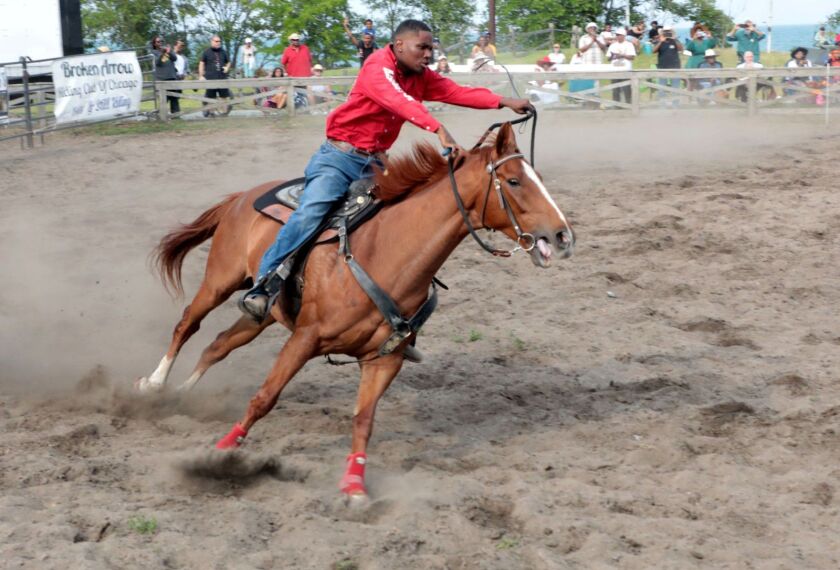 Devyn Branscomb competes during a relay event. He began riding horses when he was just 4 years old.
