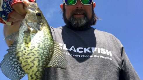 Ken “Husker” O’Malley with a spring crappie. Provided