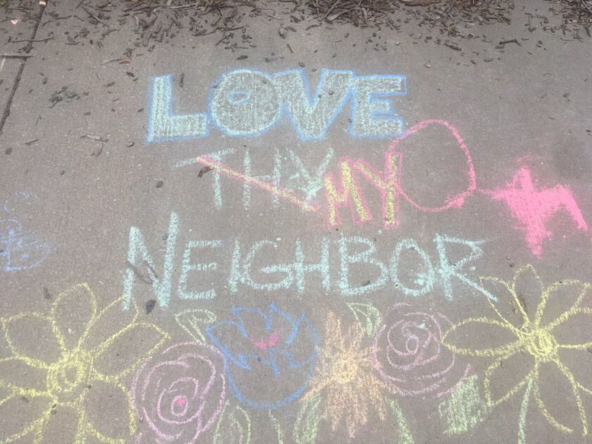 Chalk messages of love. | Mitch Dudek/Sun-Times