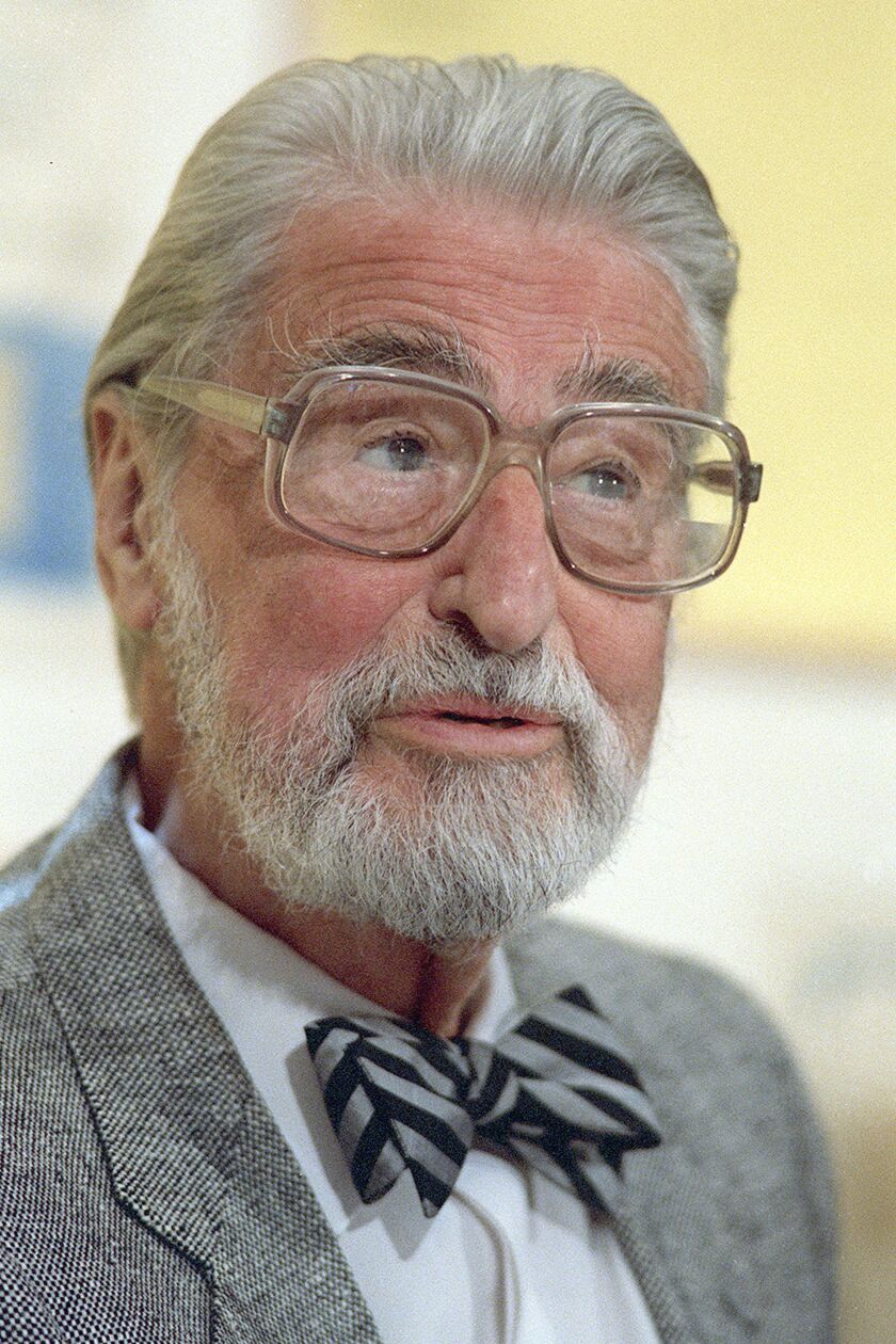 In an April 3, 1987, file photo, American author, artist and publisher Theodor Seuss Geisel, known as Dr. Seuss, speaks in Dallas.