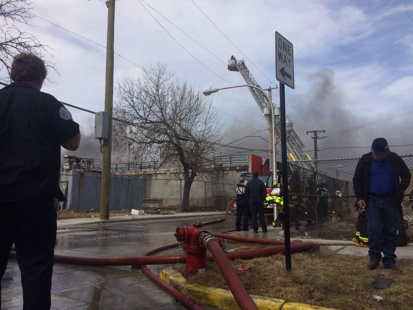 Smoke from the fire at Buyer’s Flea Market could be seen for miles. | Stefano Esposito/Sun-Times