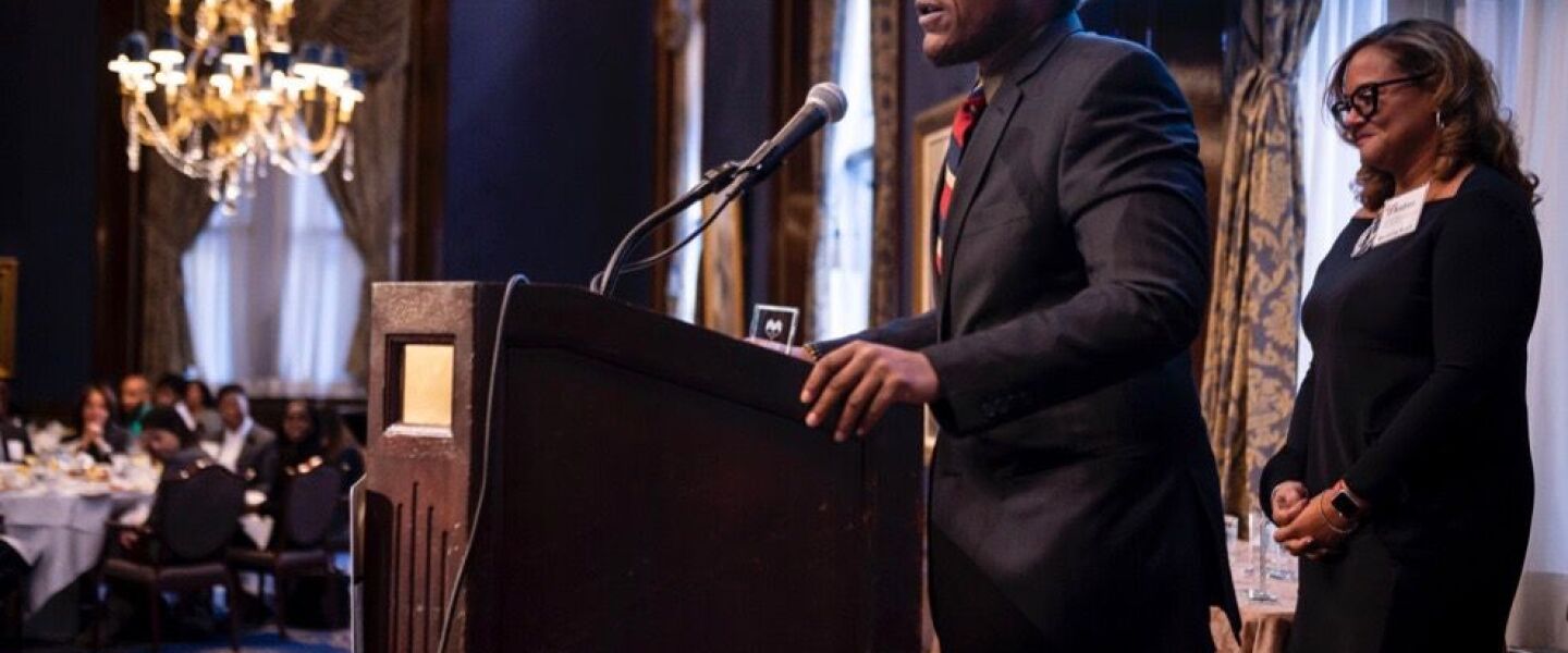 Diontae Norwood, 21, speaks at an event held by the National Mentoring Partnership last year in Chicago.