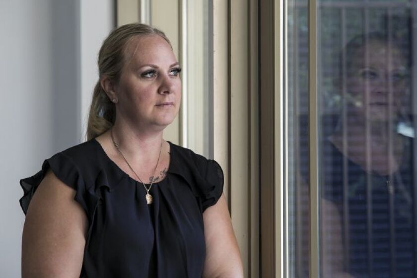 Tiffany Van Dyke, wife of Chicago Police Officer Jason Van Dyke, poses for a portrait at Fraternal Order of Police Lodge No. 7 headquarters, Saturday morning, Sept. 15, 2018. | Ashlee Rezin/Sun-Times