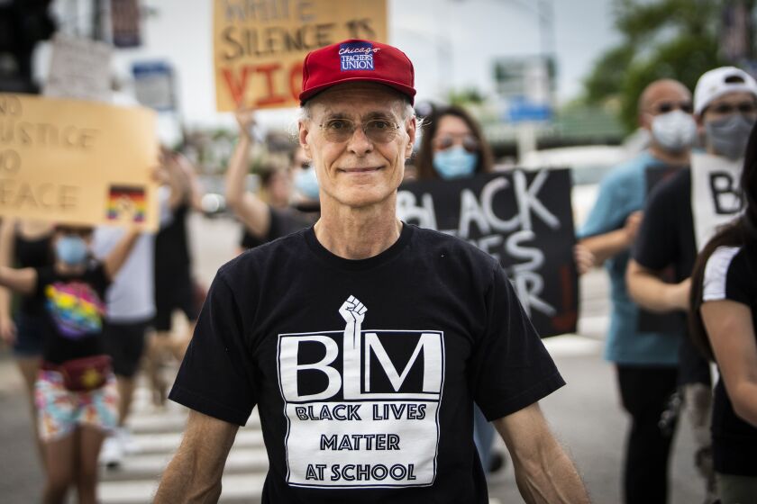 Dave Robbins at a Black Lives Matter demonstration Thursday in Garfield Ridge.