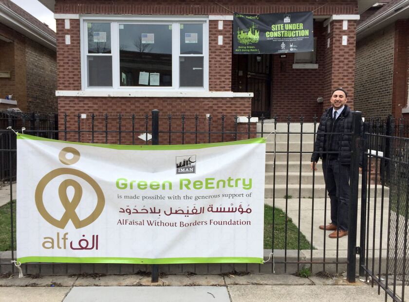 Rami Nashashibi at a Chicago Lawn home being rehabbed by the Inner-City Muslim Action Network’s Green ReEntry program. | Neil Steinberg/Sun-Times