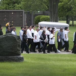 The funeral procession filled with friends and family of Marlen Ochoa-Lopez at Mount Auburn Funeral Home in Stickney.
