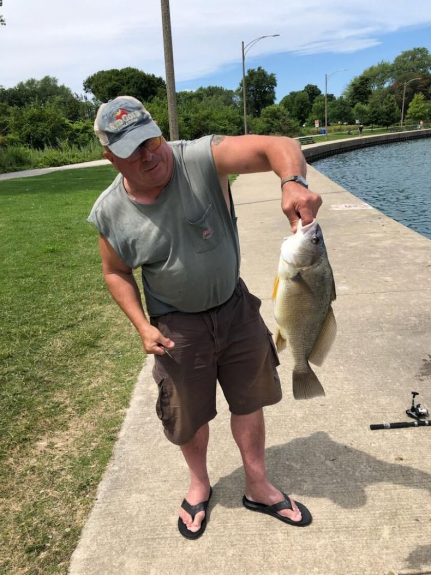 Kurt Engelhart with a freshwater drum from Montrose Harbor. Provided photo