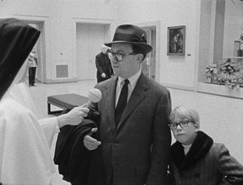 A father and son are interviewed at The Art Institute in “Inquiring Nuns,” a 1967 documentary asking Chicagoans “Are you happy?” The movie is being showcased at the Siskel Film Center to mark its 50th anniversary. | Provided