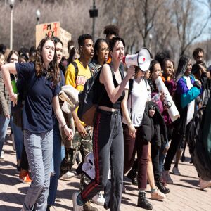 A bill proposed in the Legislature would allow police to use drone surveillance at protests and other large-scale events. Students pictured protested gun violence April 20. | Erin Brown/Sun-Times file