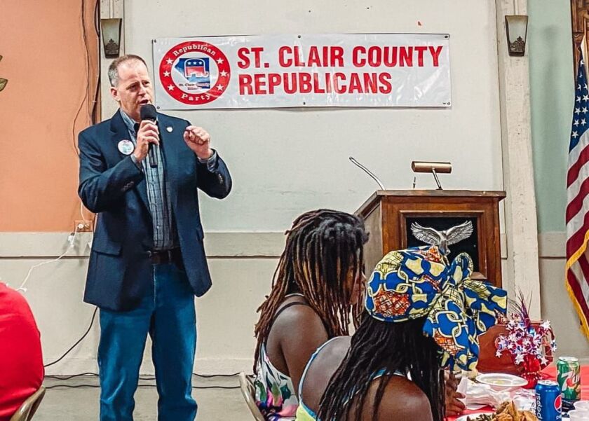 State Sen. Paul Schimpf speaks in the Metro East area last year.