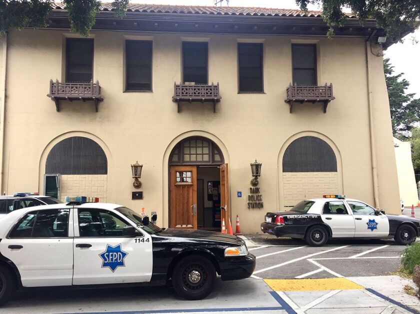 The San Francisco police station in Golden Gate Park where Andrew Warren surrendered after being dropped off by Wyndham Lathem. | Sam Charles/Sun-Times