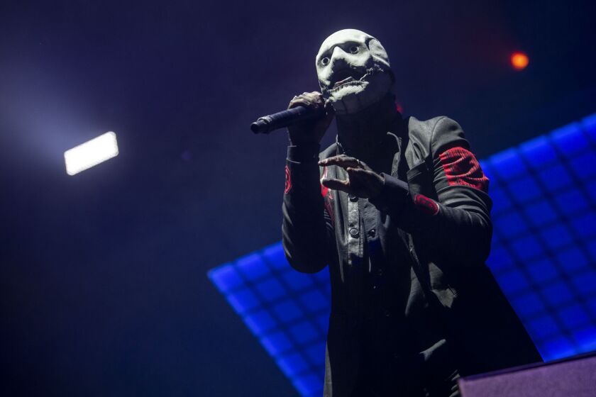Slipknot performs at the Riot Stage on the final night of Riot Fest.