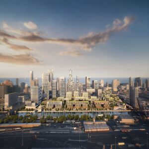 Artist’s rendering looking east. | Provided by Related Midwest