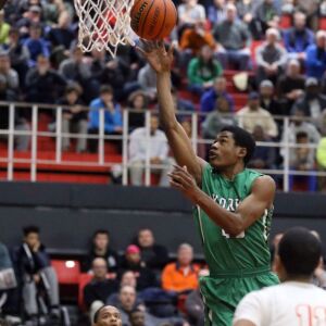 York’s Jeffrey Grace (25) scores against Whitney Young in their 58-56 loss in Hillside, Wednesday, March 6, 2019. | Kevin Tanaka/For the Sun Times