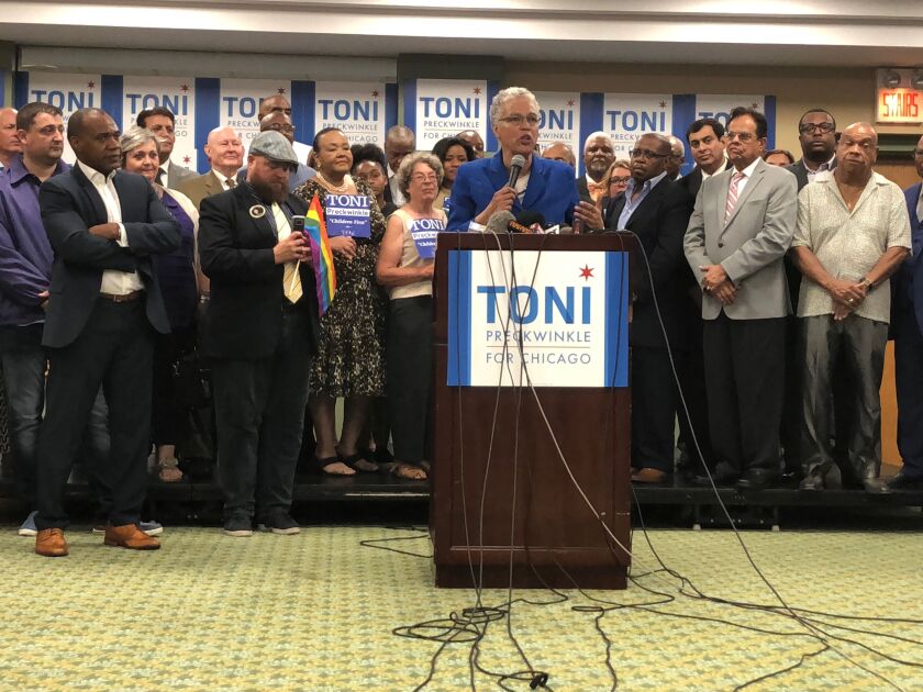 Cook County Board President Toni Preckwinkle announces her bid for mayor Thursday, Sept. 20. | Rachel Hinton/Sun-Times