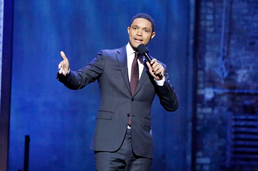 Trevor Noah performs Monday during the first of the “Daily Show” episodes recorded at the Athenaeum Theatre in Chicago in 2017. |Jeff Schear/Getty Images