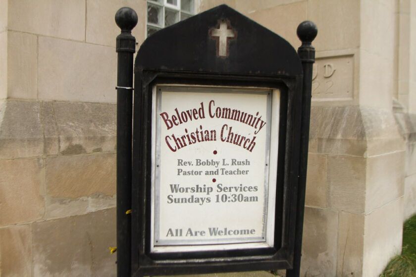 Sign in front of the Beloved Community Church of God in Christ, 6430 S. Harvard. | Leslie Adkins/For the Sun-Times