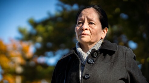 Dora Suaine, Ricardo Rodriguez’s sister, stands outside of Gottlieb Memorial Hospital, in Melrose Park, on Monday, Nov. 3, 2025.
