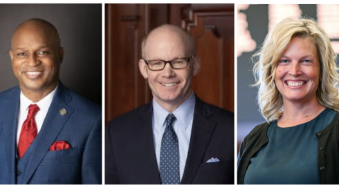 Among the recipients of campaign money from Cornerstone Government Affairs over the last year: Illinois House Speaker Emanuel "Chris" Welch (D-Hillside), at left, state Senate President Don Harmon (D-Oak Park) and Illinois House Minority Leader Tony McCombie (R-Savanna).