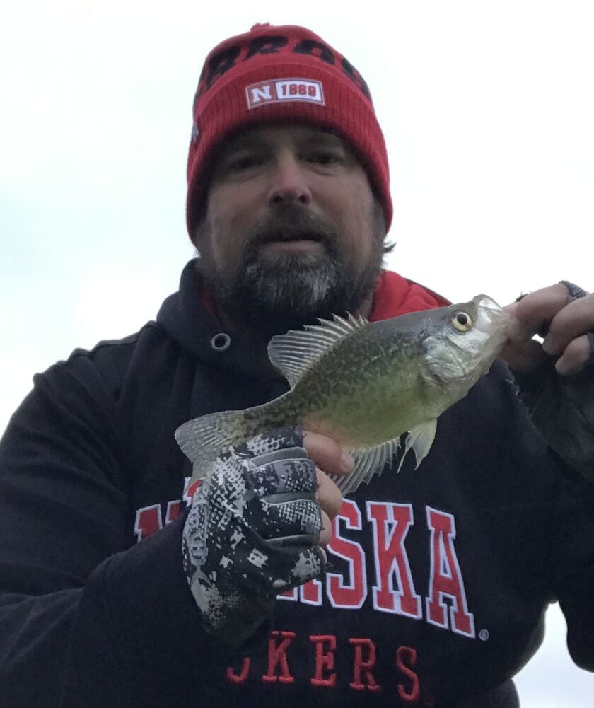 Ken “Husker” O’Malley with a fall crappie, it’s that time. Provided photo