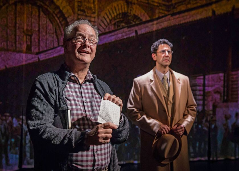 Francis Guinan (left) plays Richard Hollander, with Sean Fortunato as his father, Joseph, in “The Book of Joseph,” at Chicago Shakespeare Theater. (Photo: Liz Lauren)
