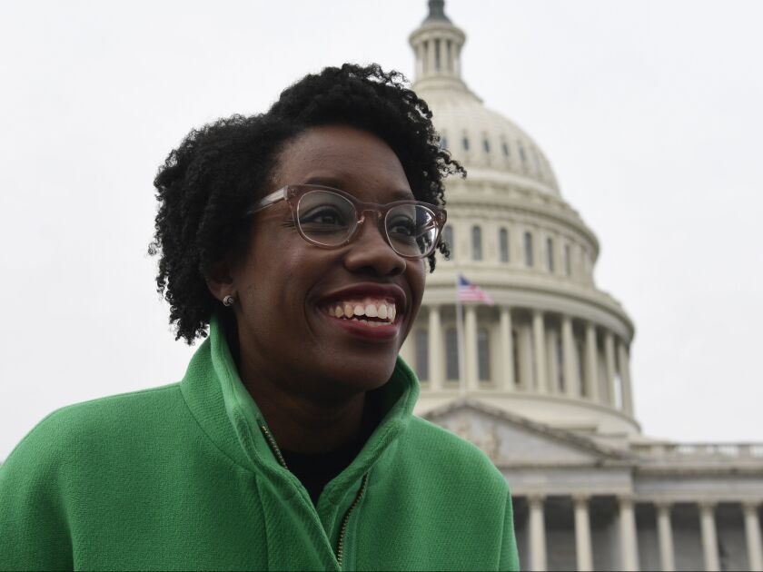 Rep. Lauren Underwood, D-Ill., on Capitol Hill in January. | Susan Walsh/AP