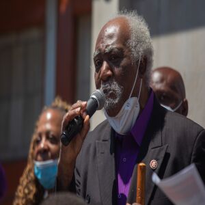 U.S. Rep. Danny K. Davis joins community activists and residents who marched on the West Side calling for police reform, better schools, improved hosing, affordable health care and more economic development. June 12, 2020.