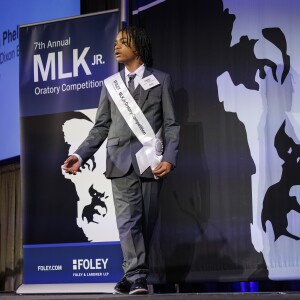 Kaiden Phelps presents his speech during the 7th annual MLK Jr. Oratory Competition at The Duke Hotel.