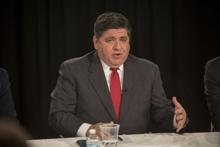 Democratic Gubernatorial candidate J.B. Pritzker participated in a forum with the Chicago Sun-Times Editorial Board Wednesday, Jan. 17, 2018. | Rich Hein/Sun-Times