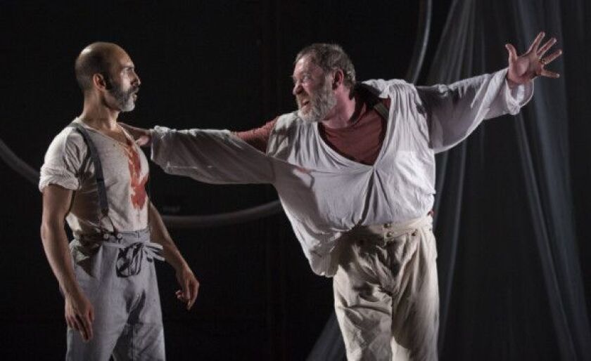 Kareen Bandealy and Christopher Donahue in “Moby-Dick” at Lookingglasss Theatre. | PHOTO BY LIZ LAUREN