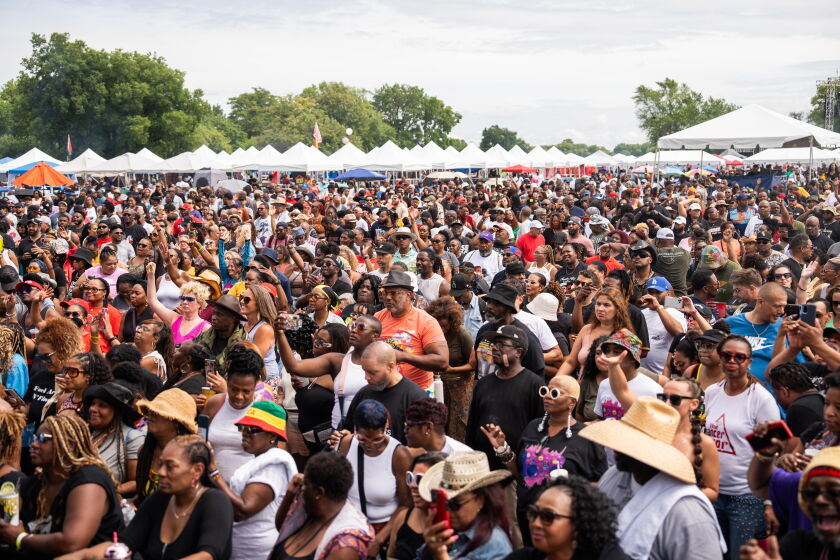 The crowd dances during the Chosen Few Picnic at Jackson Park in the Woodlawn neighborhood, Saturday, July 8, 2023. | Pat Nabong/Sun-Times