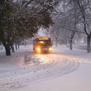 A PACE bus in Naperville early Monday morning. | Rich Hein/Sun-Times