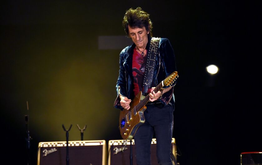 Musician Ronnie Wood performs during Desert Trip at the Empire Polo Field on October 14, 2016 in Indio, California. | Kevin Winter/Getty Images