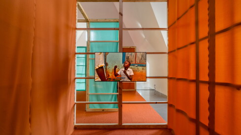 Wakaliga Uganda, Crazy World, 2015. Wakaliga Uganda, If Uganda Was America, 2025, Installation View, The Renaissance Society at the University of Chicago.