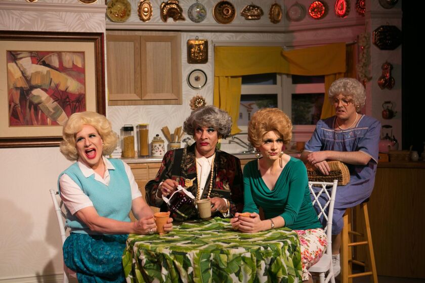 Ed Jones, David Cerda, Grant Drager and Ryan Oates in Hell in a Handbag Productions’ The Golden Girls: The Lost Episodes, Vol. 5 – SEX! Photo by Rick Aguilar Studios.