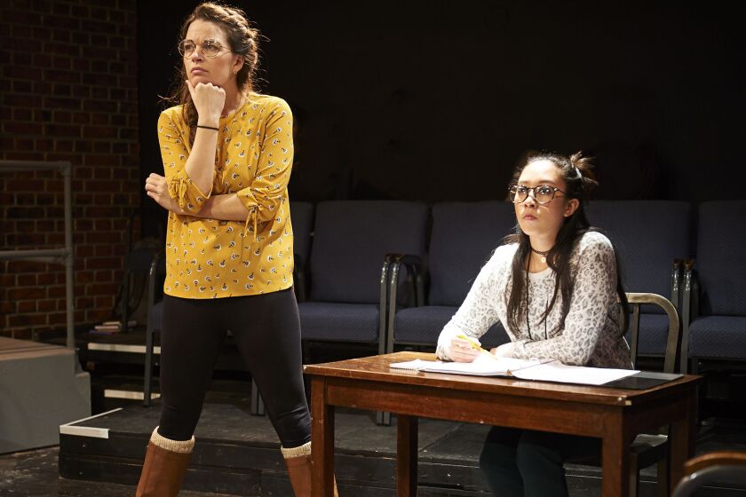 Amanda Powell (left) and Aurora Adachi-Winter in a scene from Ike Holter’s “Red Rex” at Steep Theatre. | Lee Miller Photo