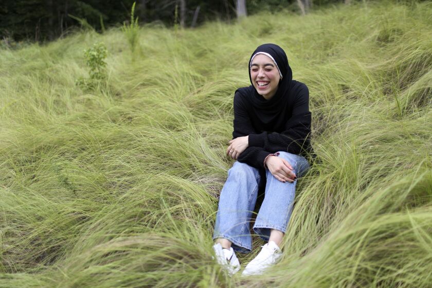 Amirah Ahmed, 17, outside her home in Fredericksburg, Va.