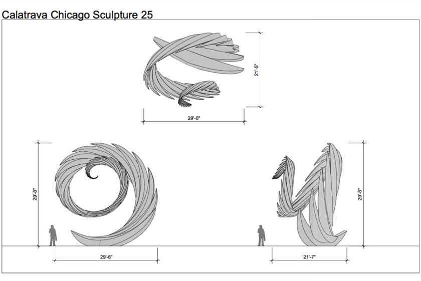 A sculpture by Spanish architect Santiago Calatrava, to be installed in a park in front of the River Point office tower in summer 2019, will be nearly 30 feet tall. | Provided