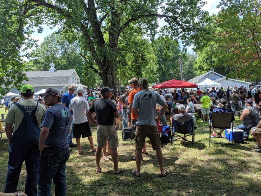 The waiting crowd for the waterfowl blind draw in 2019 at Rice Lake SFWA.